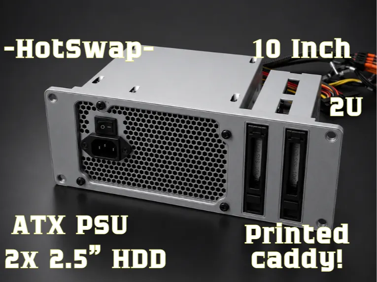 10" Rack 2U ATX PSU & Dual Hot-Swap Drive Panel