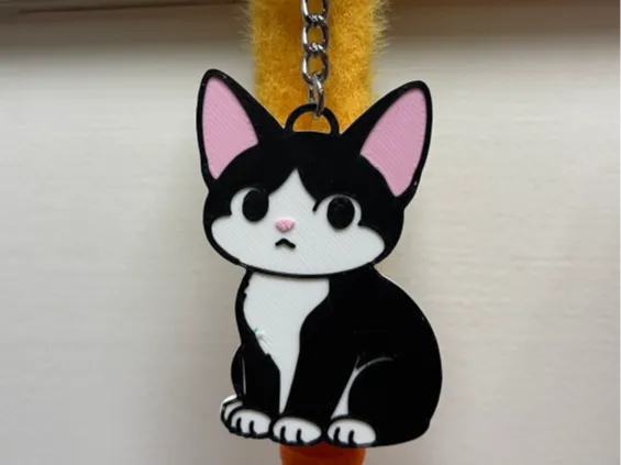 可爱的黑白色德文猫猫车贴和钥匙链|需要AMS打印|10g消耗