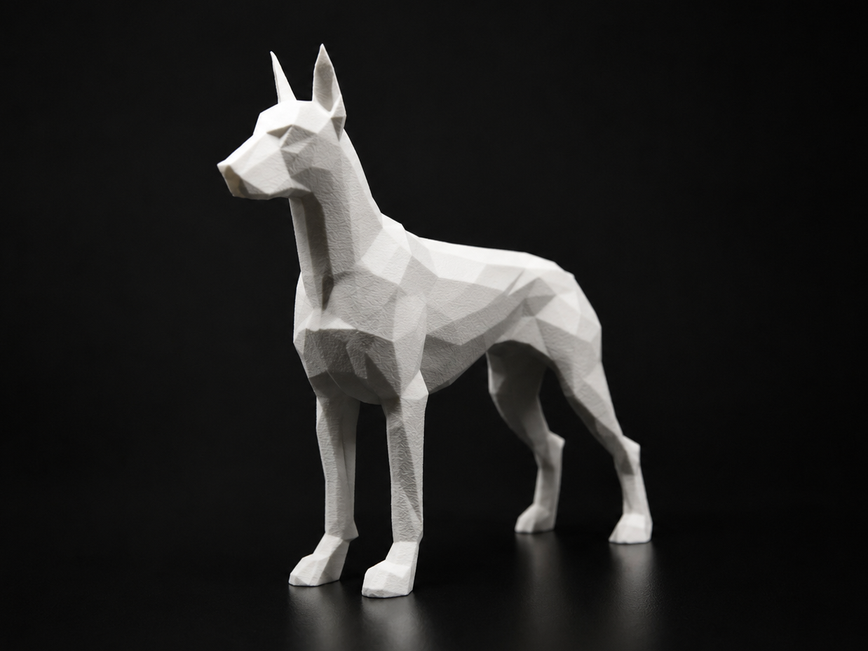 Low Poly Doberman Statue - Modern Home Decor