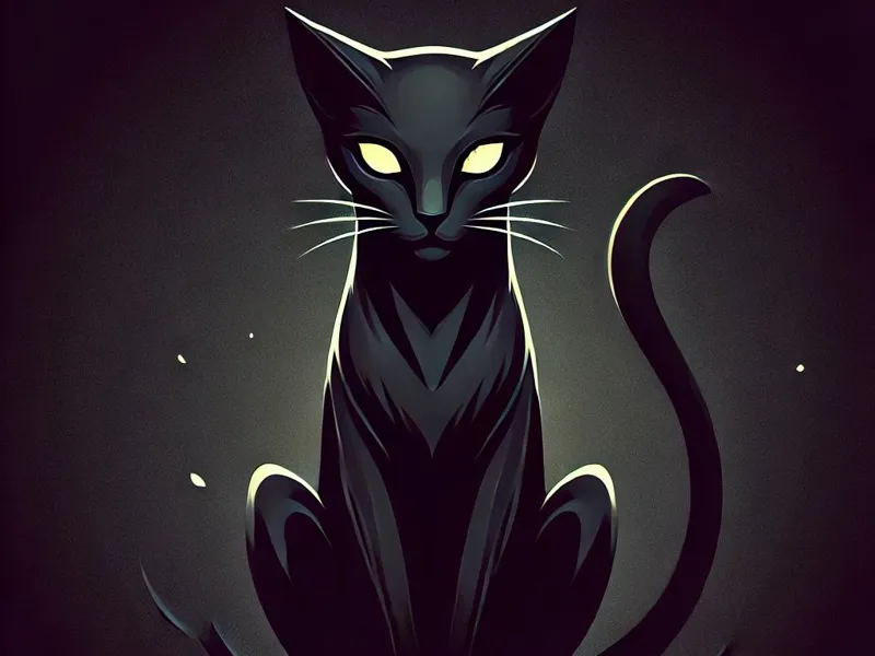 Mysterious Black Cat Easy Print with Glowing Eyes!