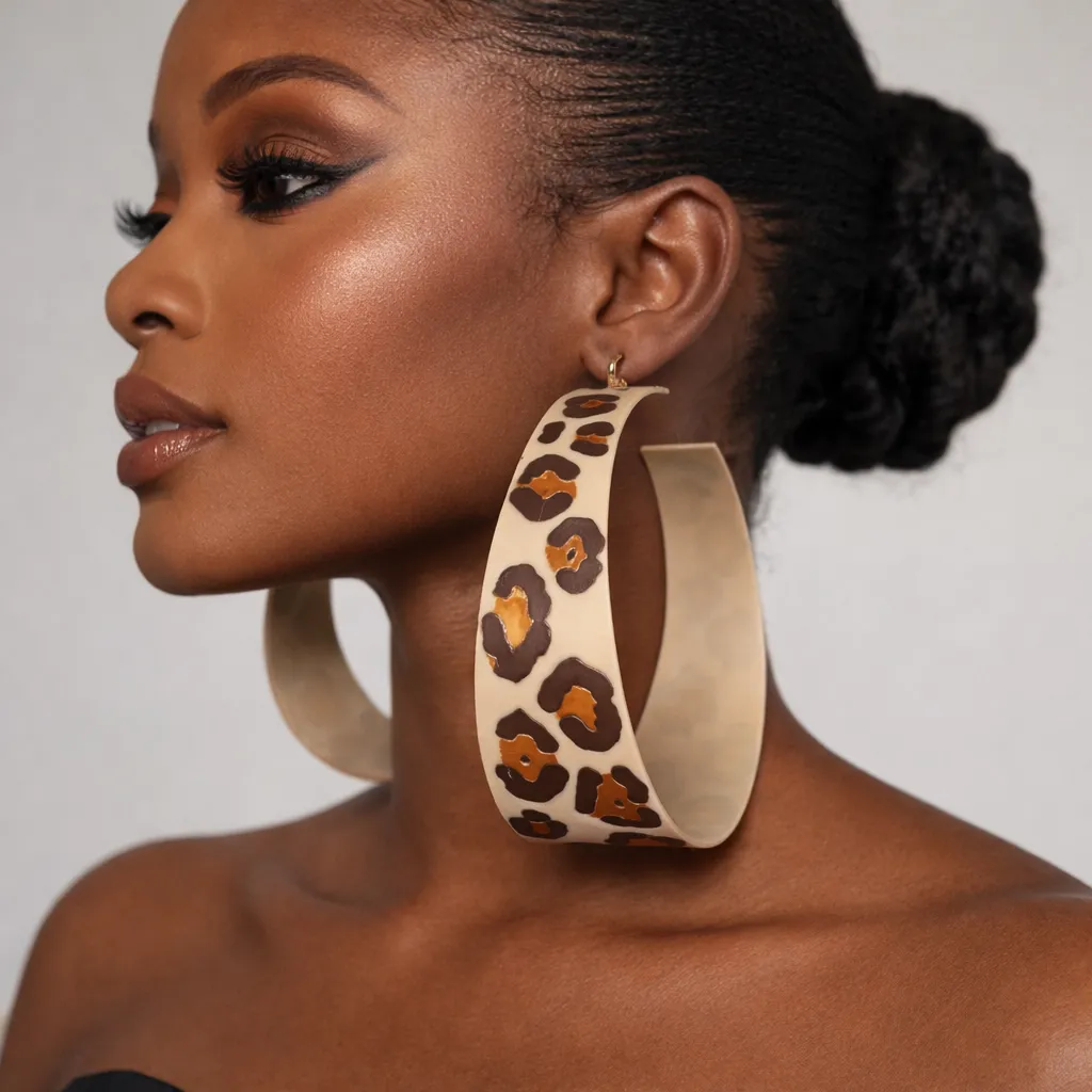 Maxi Leopard Circle Earrings view 2
