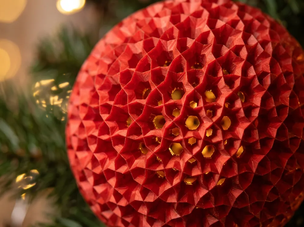 Red Geometric 3D Christmas Ornament - Free 3D Print Model - MakerWorld