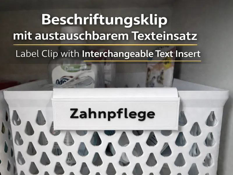 Beschriftungsklip mit austauschbarem Texteinsatz