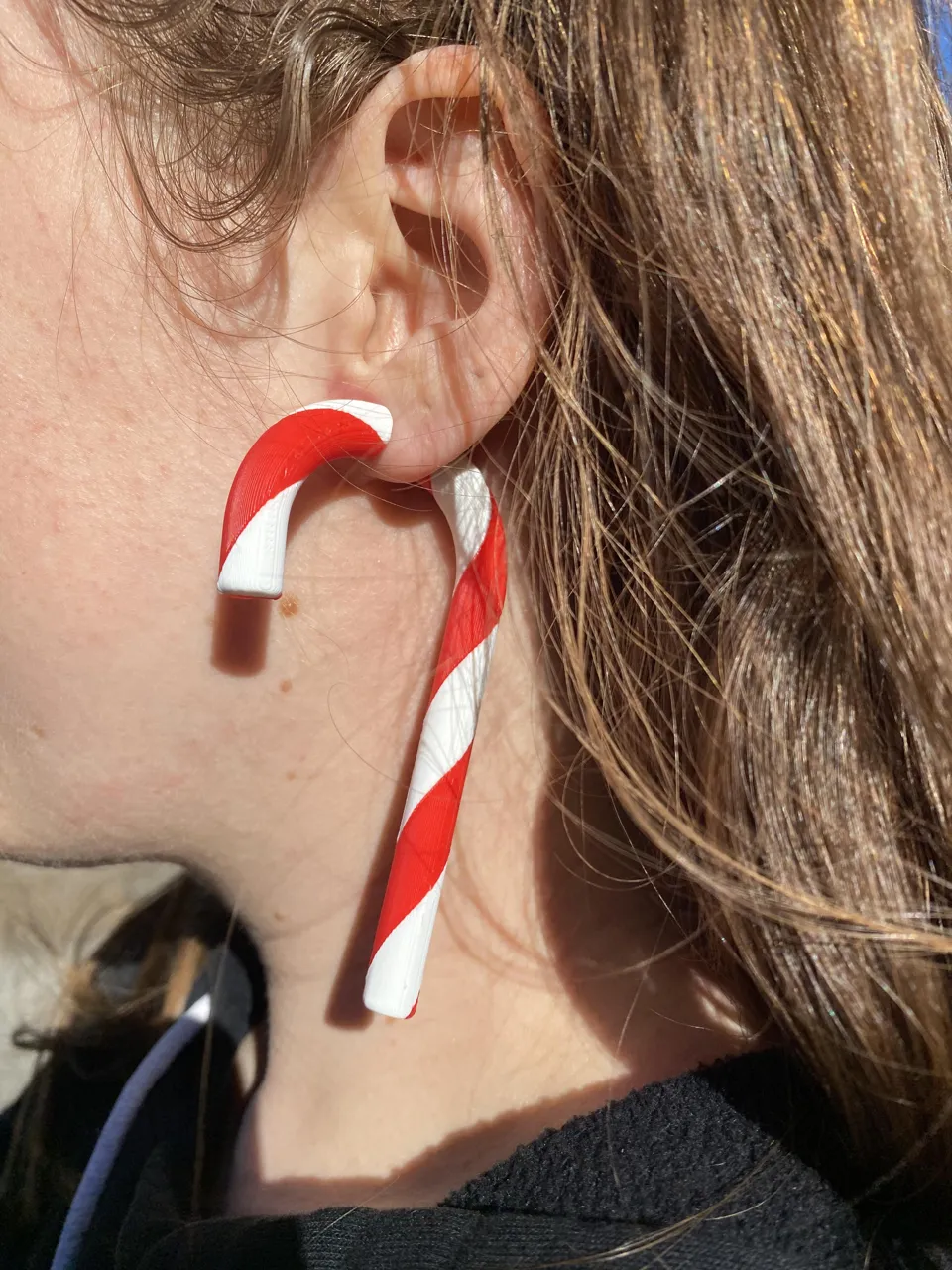 Candy Cane Christmas Earrings view 3