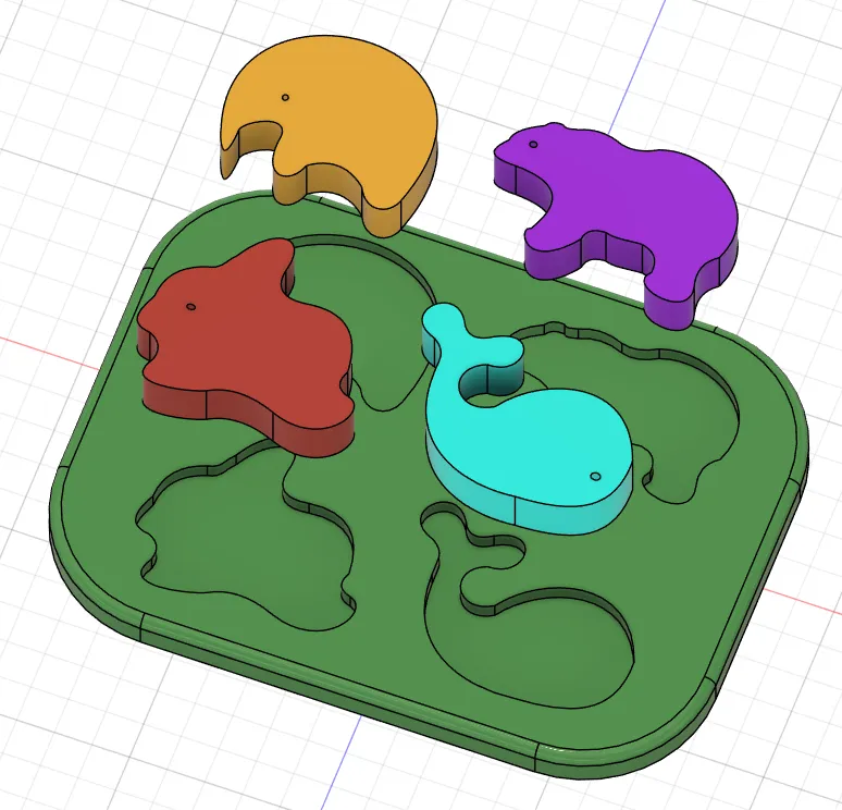 Animals insert puzzle for kids by intommy MakerWorld