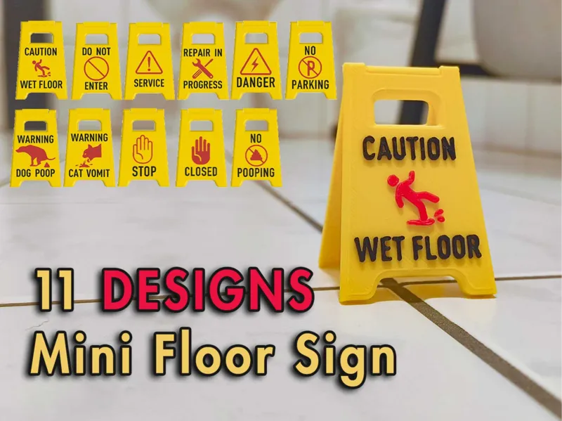Mini Floor Signs - Dog, Cat, Funny, Caution