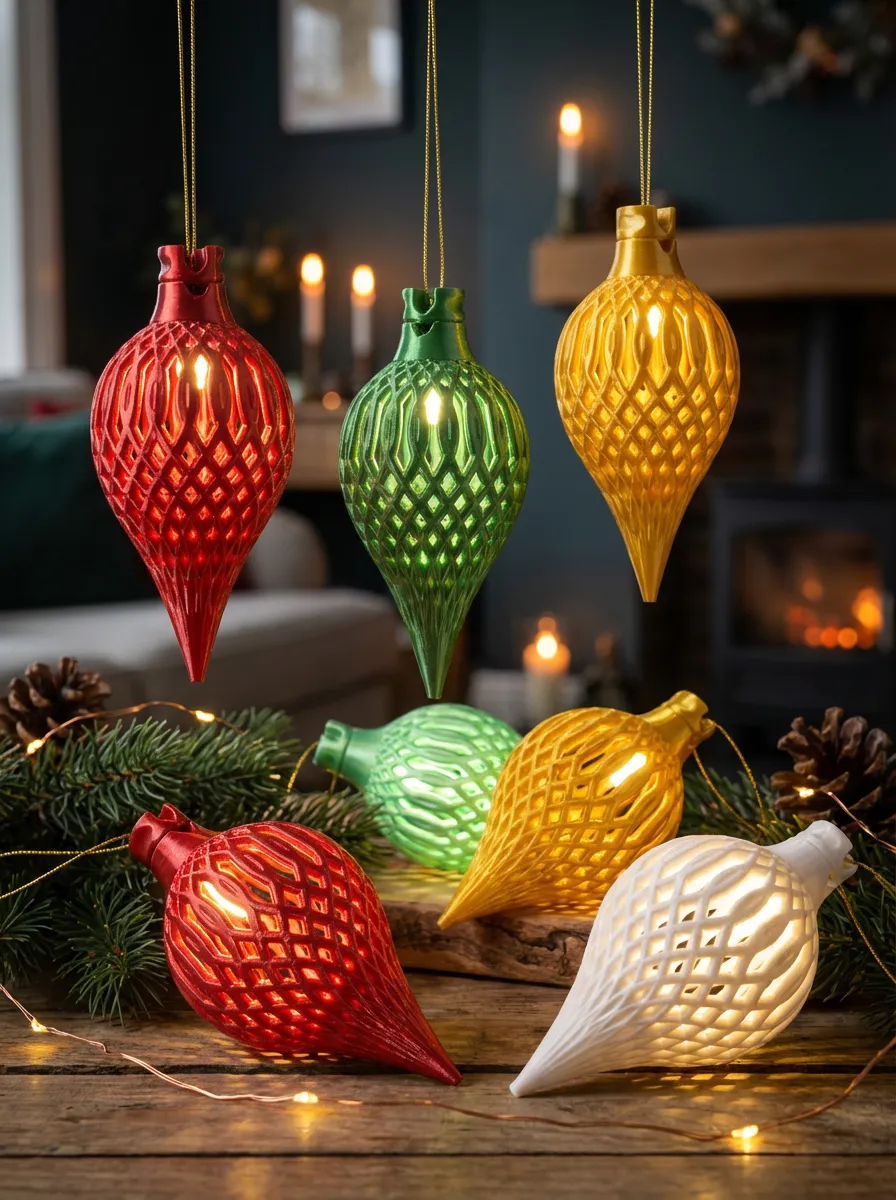 Ornamenti luminosi decorativi con aspetto mattone - Ornamenti fatti a mano da collezione