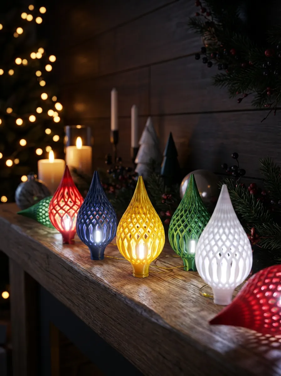 Ornamenti luminosi decorativi con aspetto mattone - Ornamenti fatti a mano da collezione