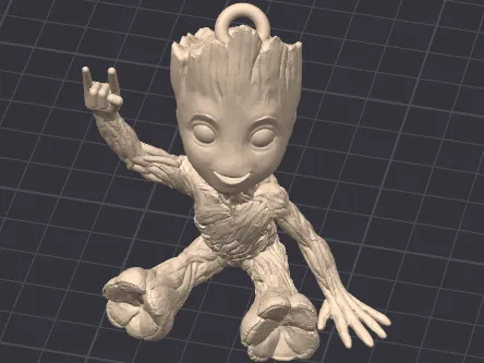 Heavy Metal Groot with Ring for Keychain Remixed by jeinbinder MakerWorld: Download Free 3D Models - 3D model önizlemesi