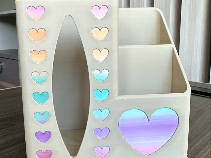 Cute Heart Tissue Box & Pen Holder|Desk Organizer