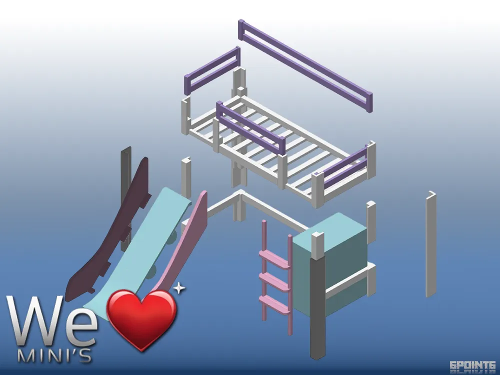 WLM - Kid's Loft Bed w. Opt Slide Mattress Storage - Free 3D Print ...