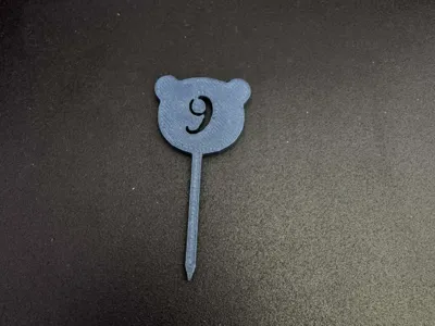 Cute Bear Number 9 Cupcake Topper
