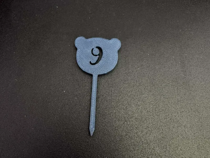 Cute Bear Number 9 Cupcake Topper