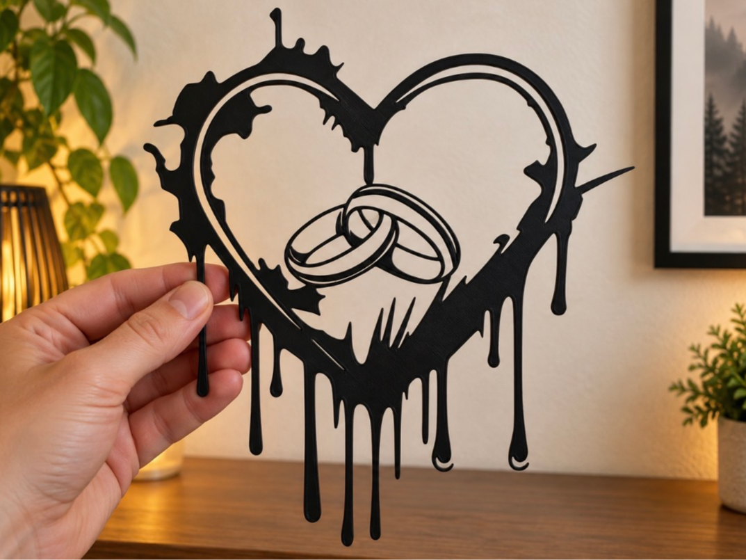 Heart & Wedding Rings 3D model