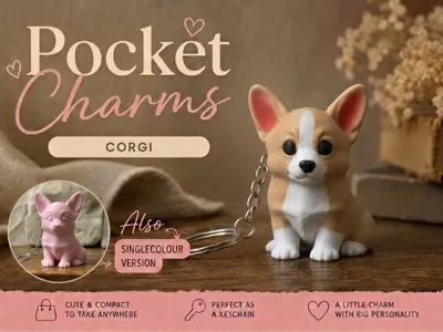 Llavero memorial Corgi impreso en 3D