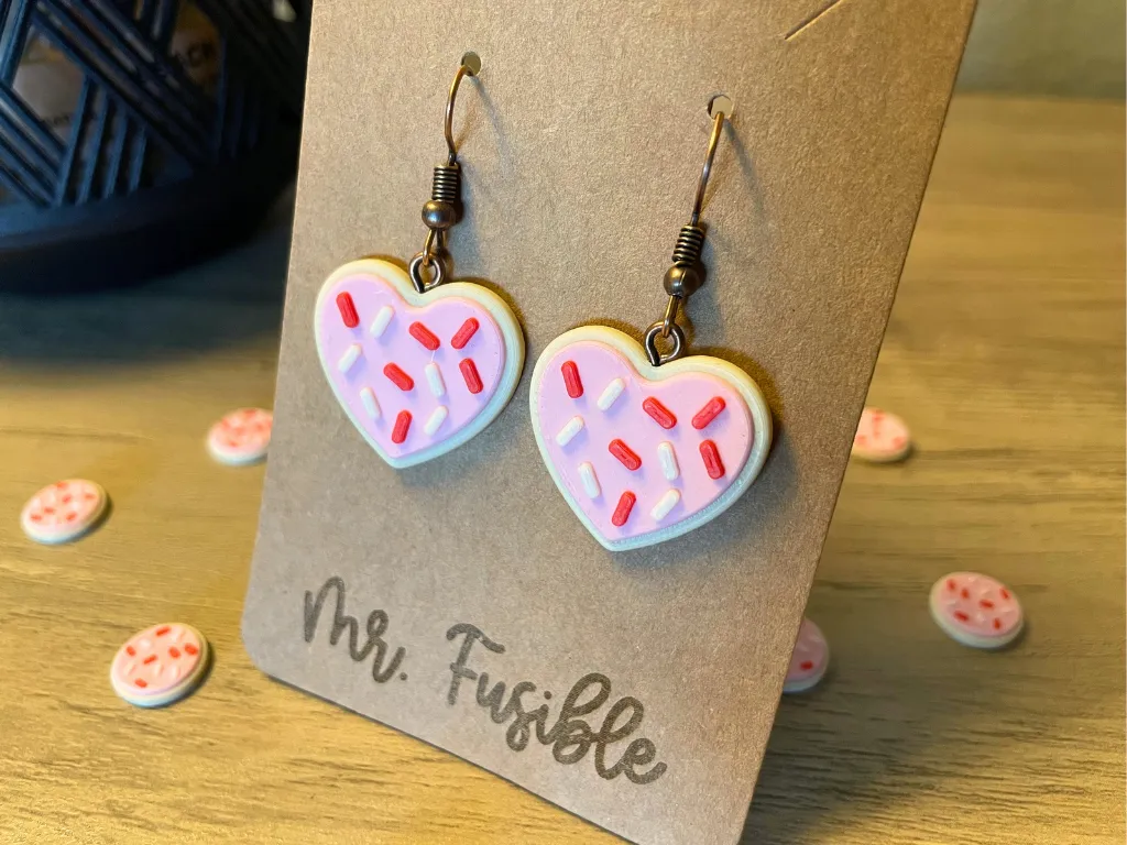 Valentines Frosted Heart Sugar Cookie earrings view 2
