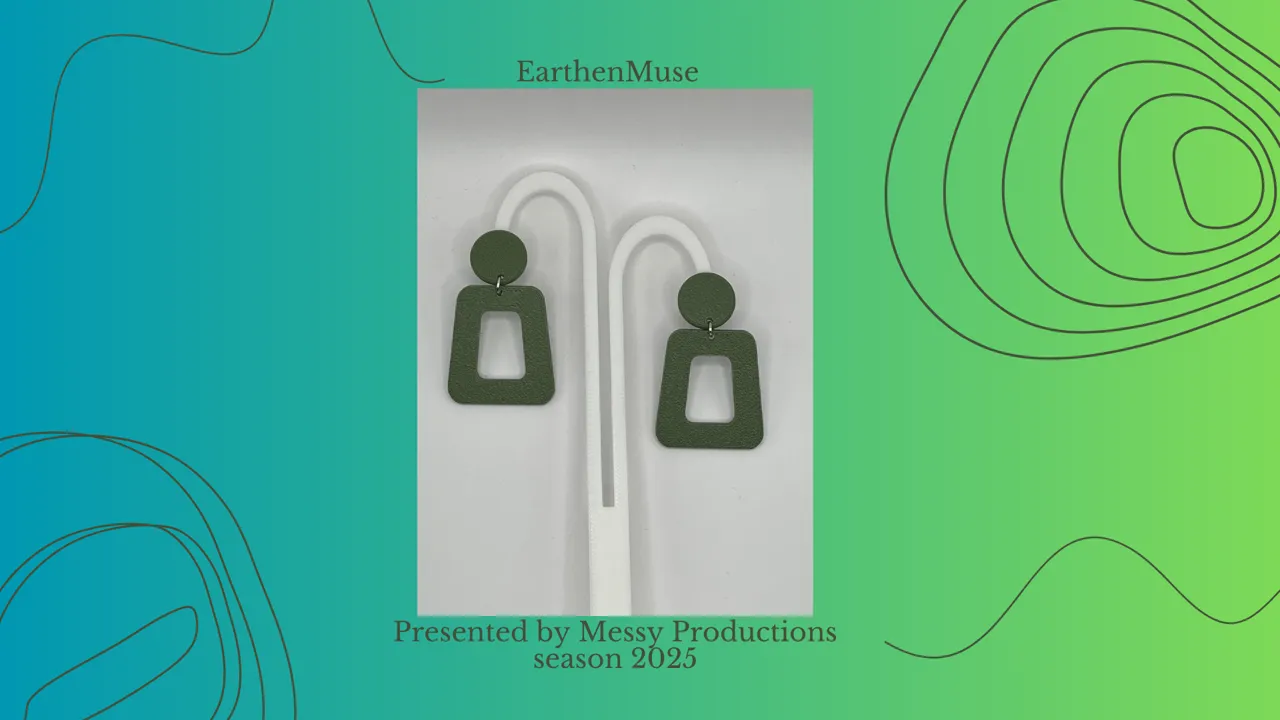 Olive GeoDrop Earrings view 3