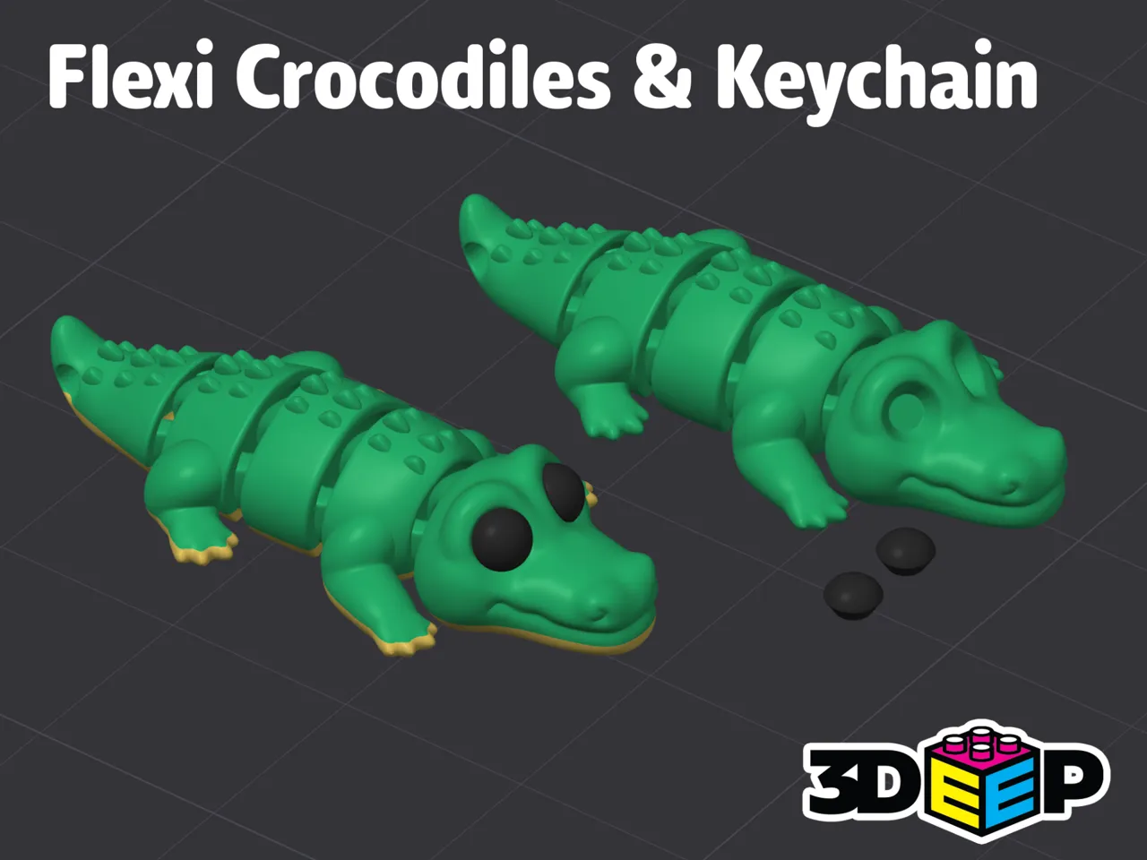 Flexi Crocodile & Keychain - No Support needed view 2