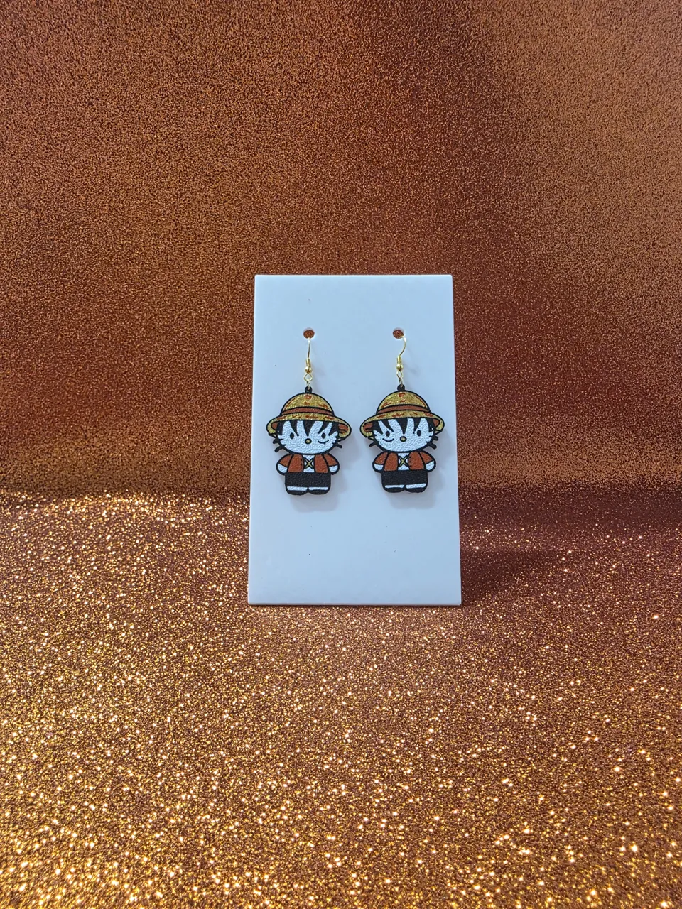 Luffy Kitty earrings view 2