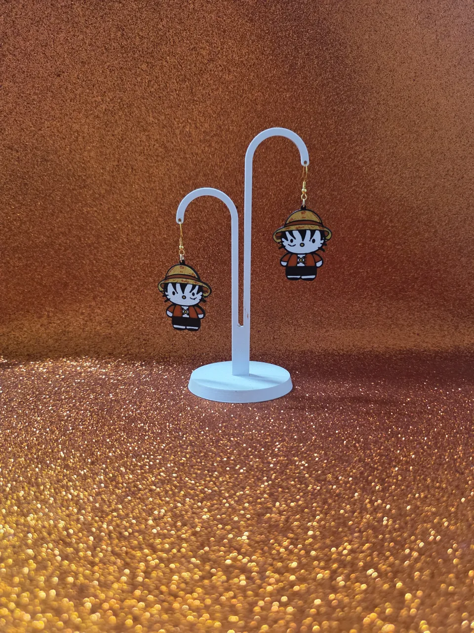 Luffy Kitty earrings view 3