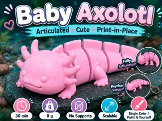Baby Axolotl Articulated Flexi Kids Keychain Toy