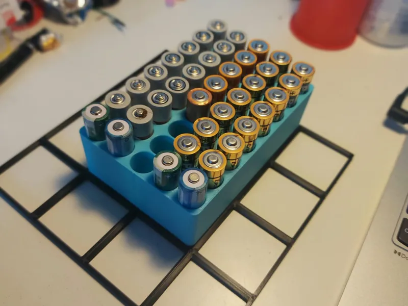 Gridfinity AA battery holder holds 40