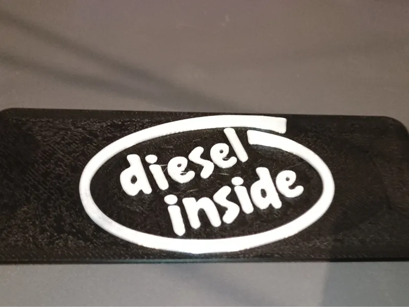Diesel Inside – Car Badge (fun parody)
