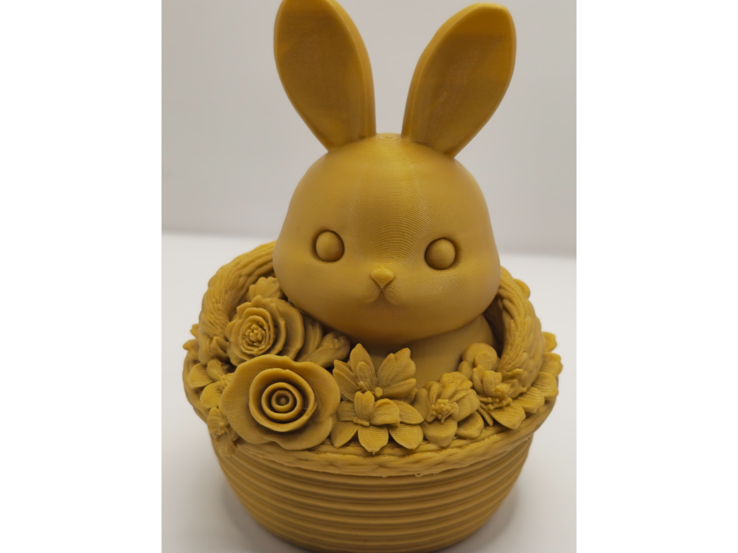 Easter Bunny in Flower Basket  Spring Decoration
