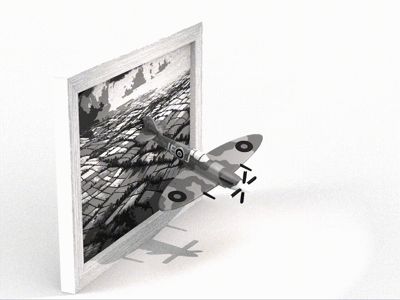 Spitfire Flying Out of Frame – 3D Diorama