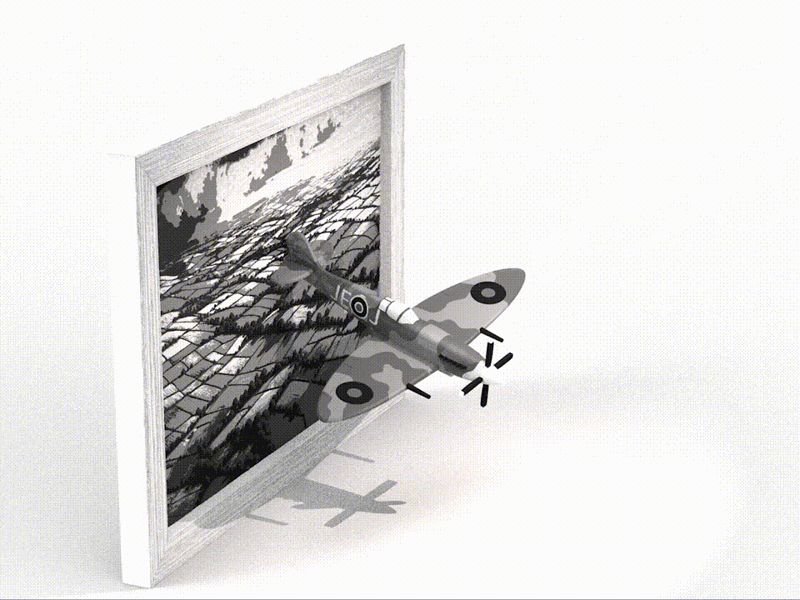 Spitfire Flying Out of Frame – 3D Diorama