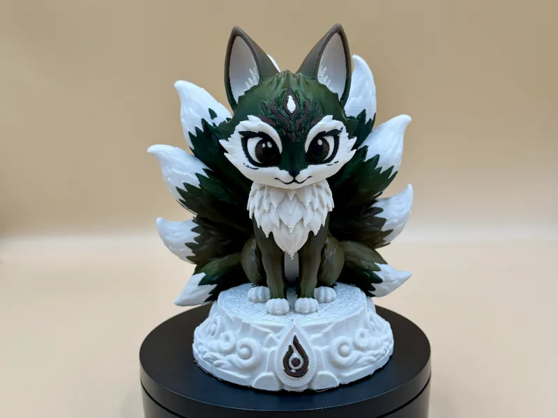 Emerald Spirit Kitsune - Nine tailed Fox