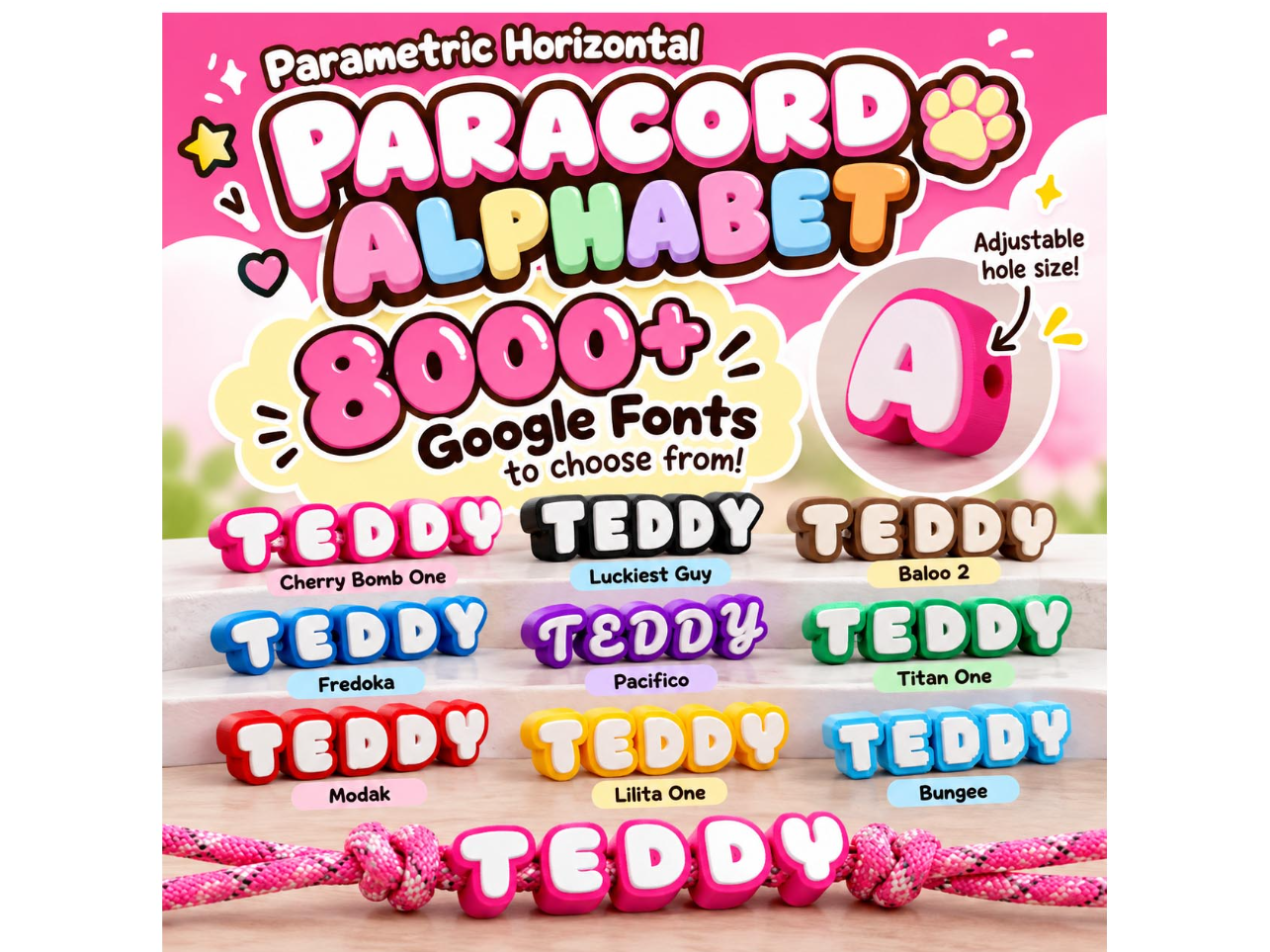 Parametric Chunky Letter 8000+ Fonts Paracord - 1