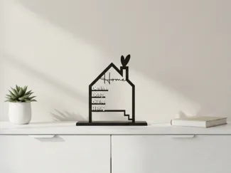 Haus-Familienaufsteller „Home“ mit Namensschildern