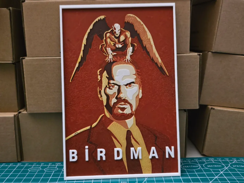 Birdman Movie Poster - Hueforge Art - Free 3D Print Model - MakerWorld