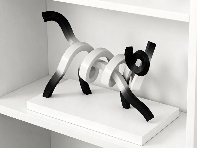 StatueCat linear shape, minimalist, abstract style