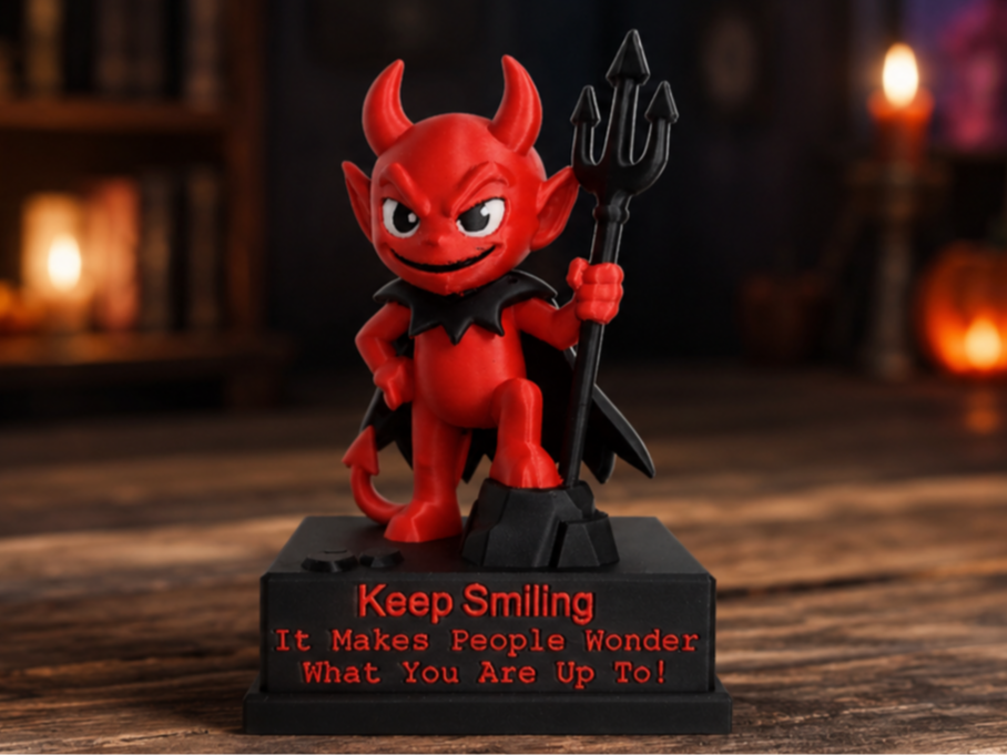 Cute Little Devil "Keep Smiling" Desk Statue!