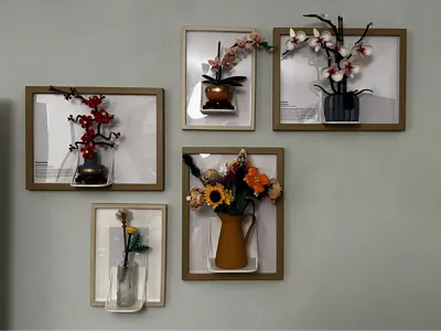 Bracket for building blocks Flowers in a frame