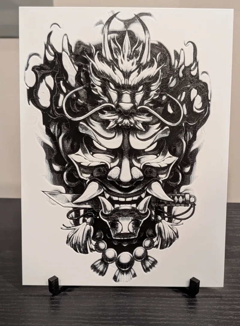 Oni mask and dragon Hueforge