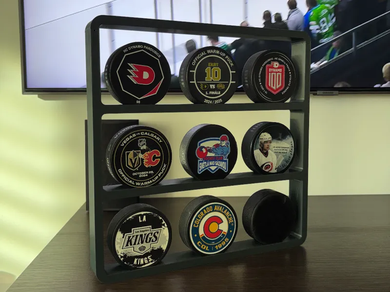 Hockey pucks display