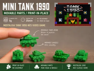 Mini Tanks 1990 - Movable Parts / Print-In-Place