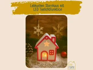 3D Lebkuchenhaus mit LED Teelicht – 2 Farben