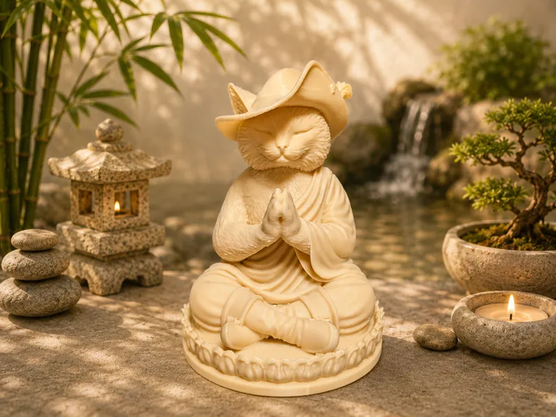 Meditierender gestiefelter Kater - Meditation Cat