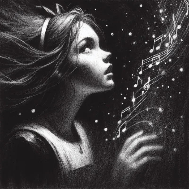 Girl in rain of notes