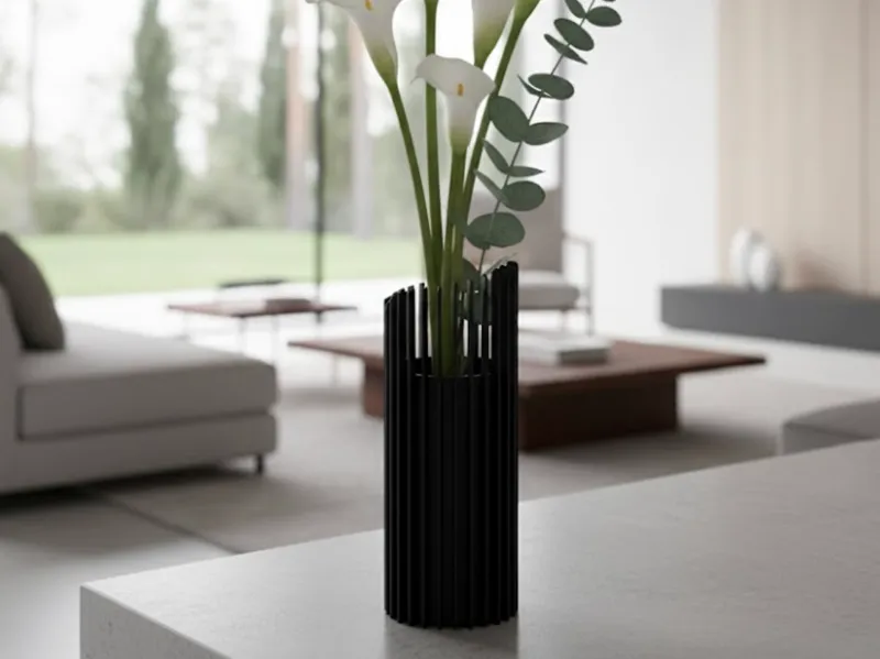 Urban Spire Vase: A Modern Ribbed Masterpiece