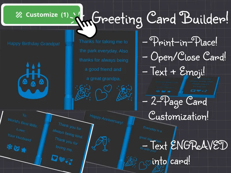 Build a Greeting Card! - Print-in-Place, Emojis