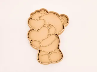 Cake cookie cutter - Teddy Bear with 3 hearts