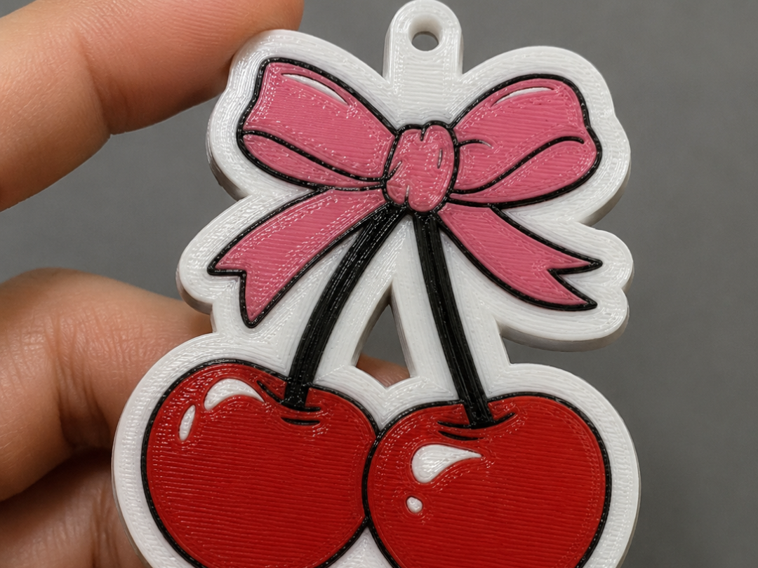 Llavero abrelatas con lazo de cereza Kawaii cherry