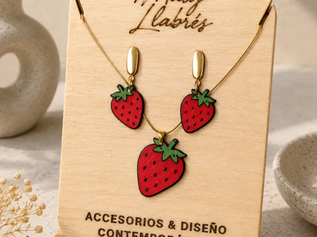 Conjunto pendientes y colgante - Fresas