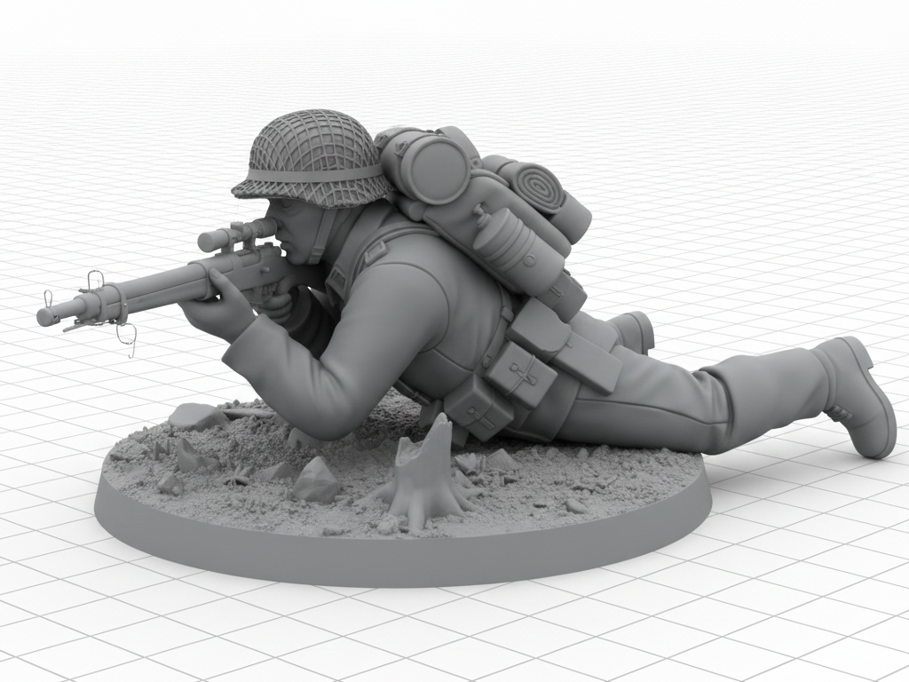 WW2 Tabletop Wargame Mini - Prone Soldier
