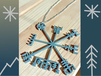 Vegvísir Wayfinder Nordic stave rune pendant